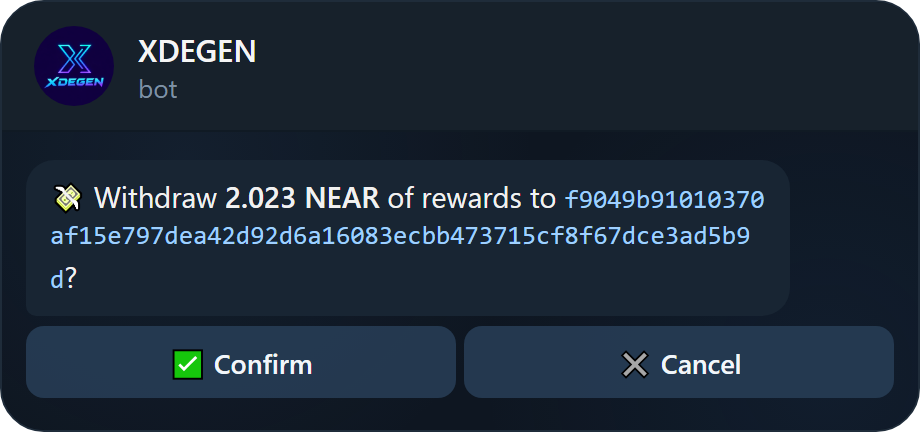 Withdraw rewards confirmation