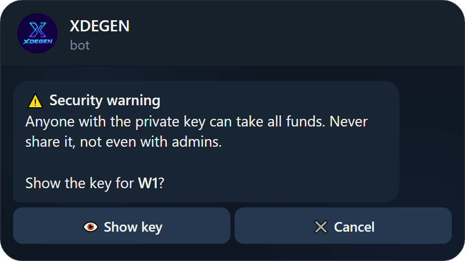 Export key warning