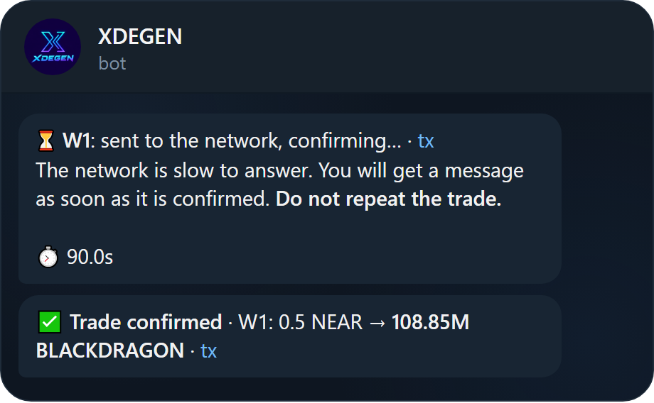 Trade confirming, then confirmed