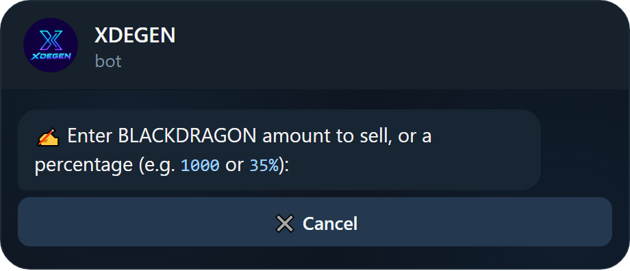 Custom sell amount