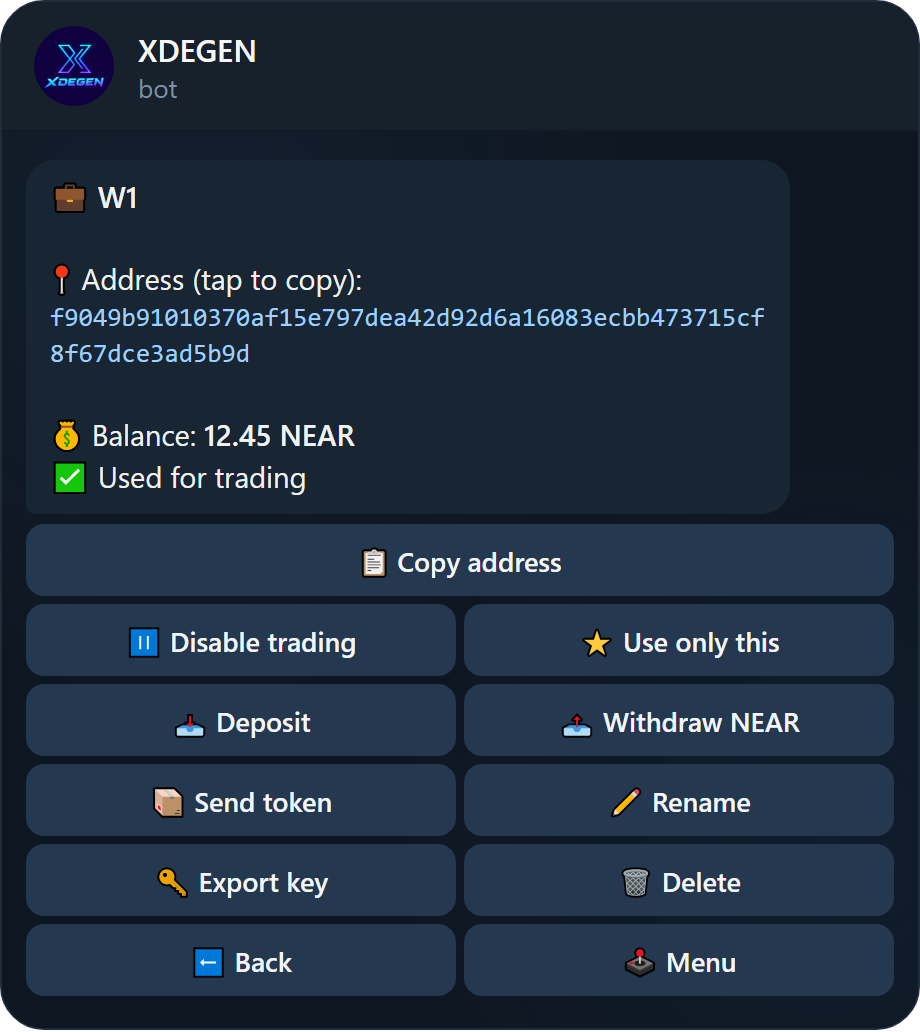Wallet details