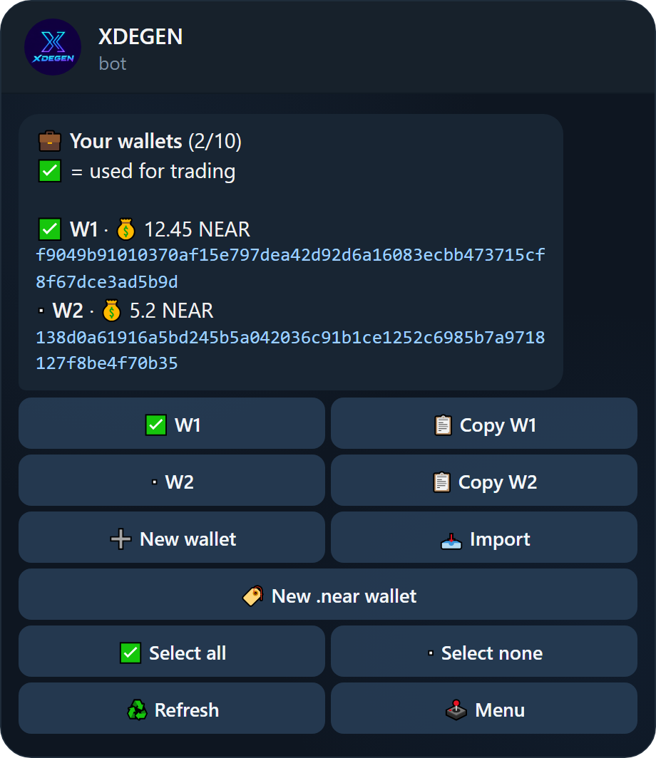 Wallet list